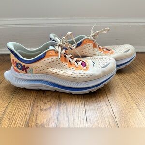 Hoka Women's Running Shoes in Cream, Orange & Blue Accent